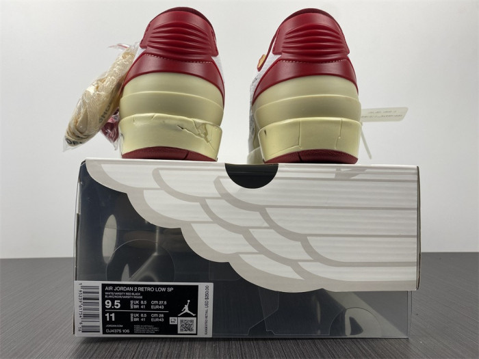 ofw x air jordan 2 low sp white red dj4375-106